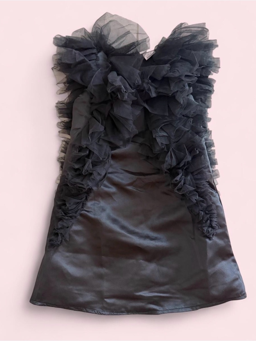 Girl’s Ruffle Black Tulle Satin Dress - Elegant Party Dress